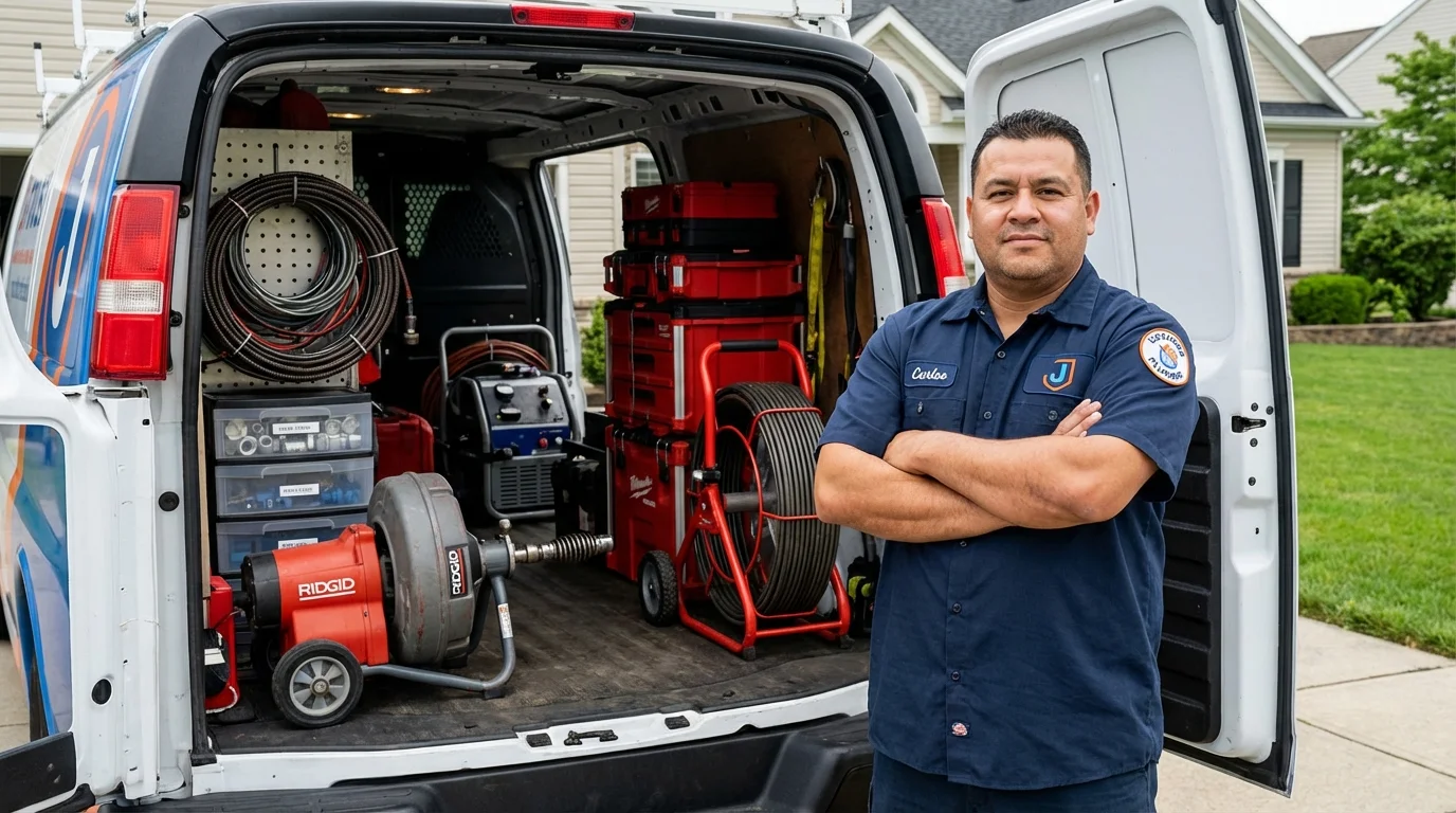 Professional drain cleaning equipment and Johns Plumbing LLC plumber in Fort Thompson