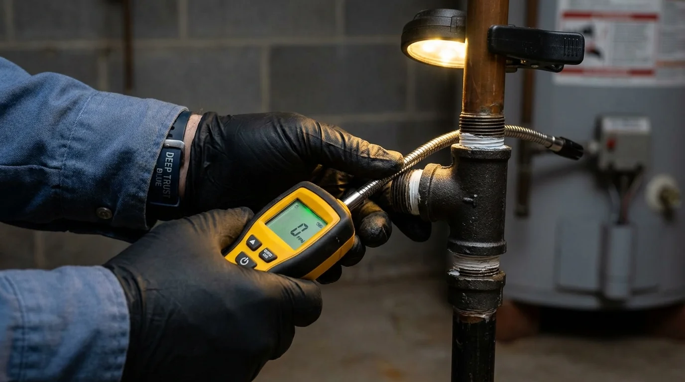 Gas leak detection with electronic sniffer by Johns Plumbing LLC in Fort Thompson