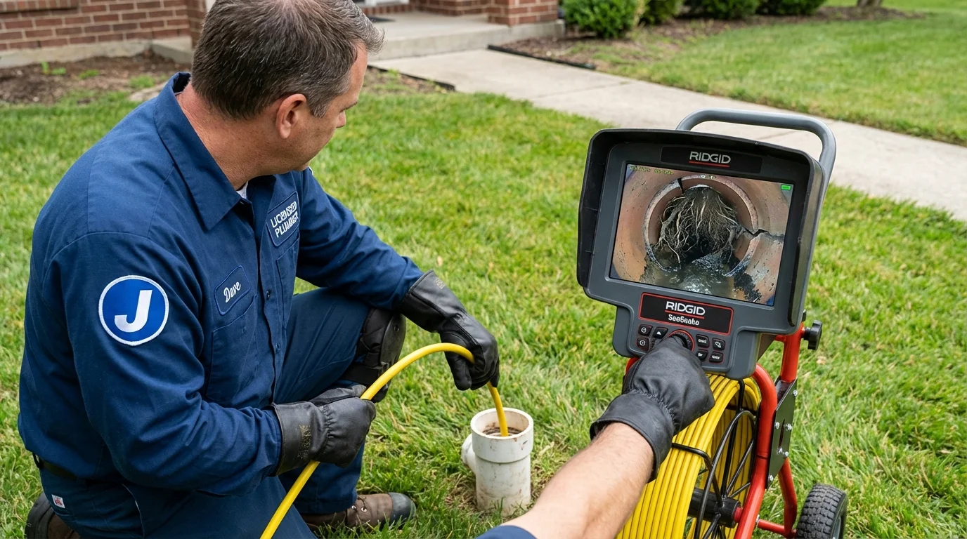Sewer camera inspection being performed by Johns Plumbing LLC in Fort Thompson